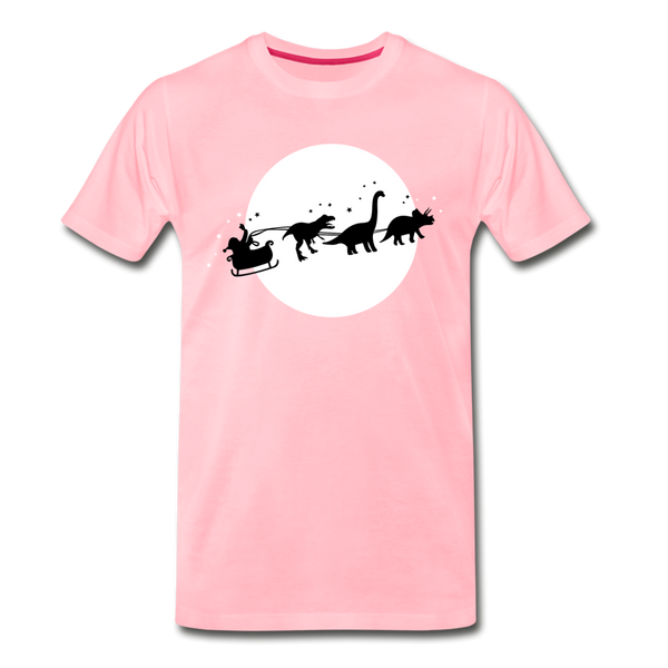 Santa with Dinosaurs Sleigh Men's Premium T-Shirt - pink