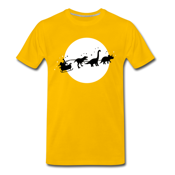 Santa with Dinosaurs Sleigh Men's Premium T-Shirt - sun yellow