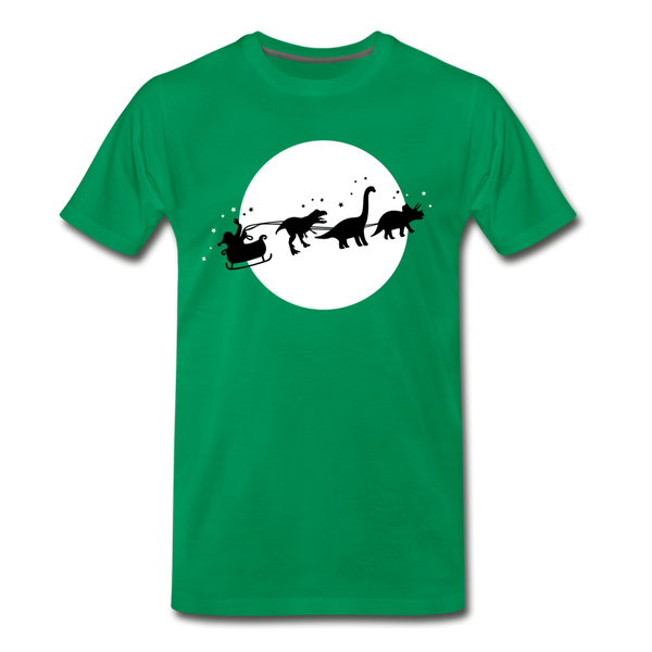 Santa with Dinosaurs Sleigh Men's Premium T-Shirt - kelly green