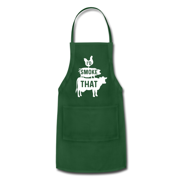I'd Smoke That Funny BBQ Adjustable Apron - forest green