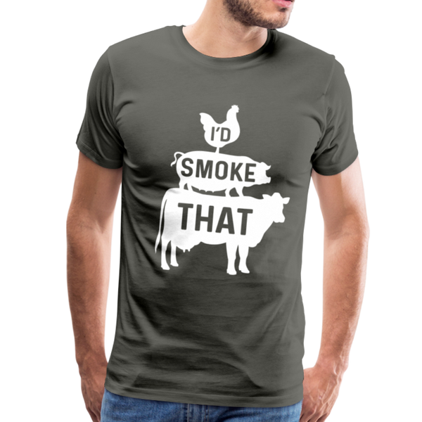 I'd Smoke That Funny BBQ Men's Premium T-Shirt - asphalt gray