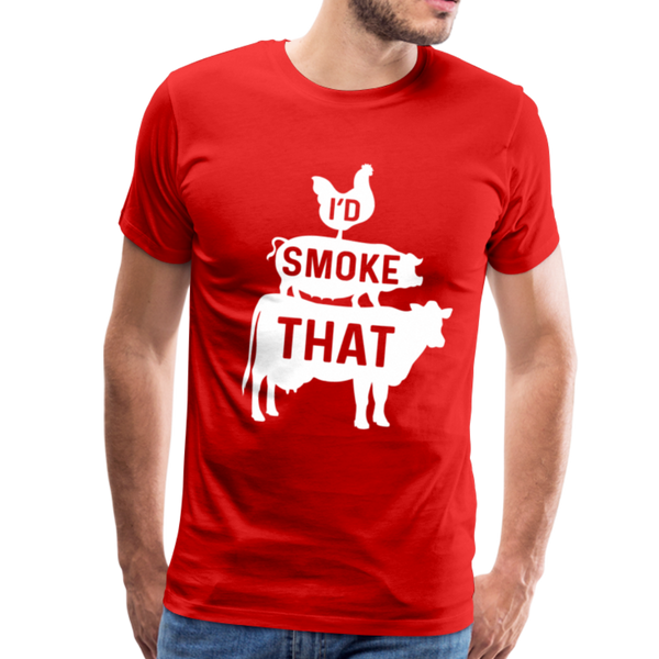 I'd Smoke That Funny BBQ Men's Premium T-Shirt - red