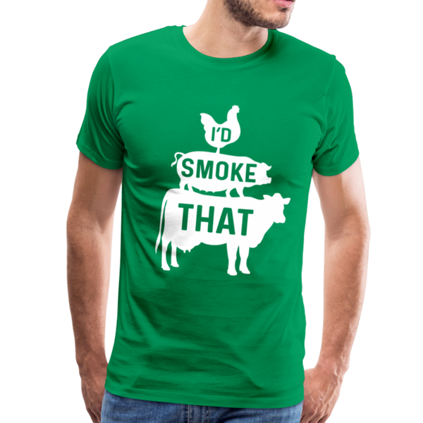 I'd Smoke That Funny BBQ Men's Premium T-Shirt - kelly green