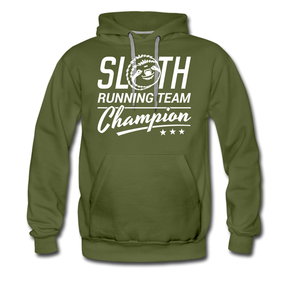 Sloth Running Team Champion Men’s Premium Hoodie - olive green