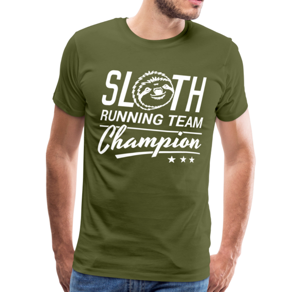 Sloth Running Team Champion Men's Premium T-Shirt - olive green