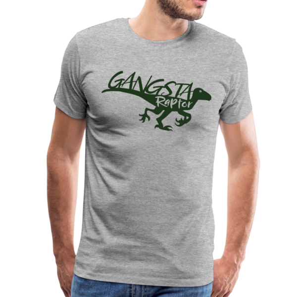 Gangsta Raptor Dinosaur Men's Premium T-Shirt - heather gray