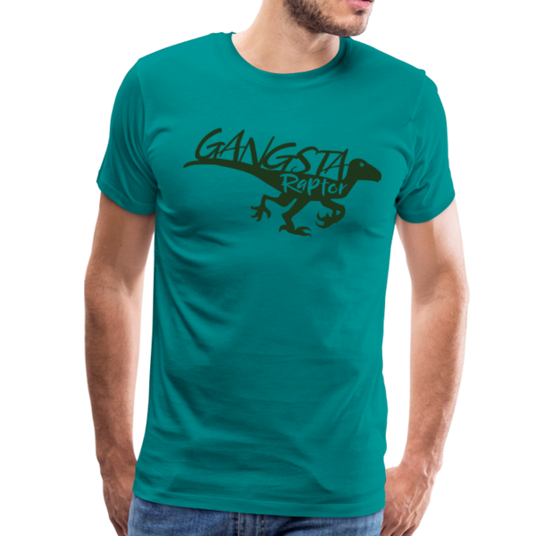 Gangsta Raptor Dinosaur Men's Premium T-Shirt - teal