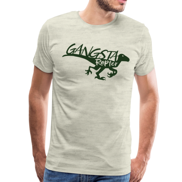 Gangsta Raptor Dinosaur Men's Premium T-Shirt - heather oatmeal