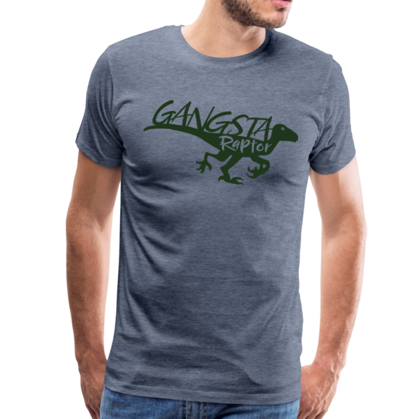 Gangsta Raptor Dinosaur Men's Premium T-Shirt - heather blue
