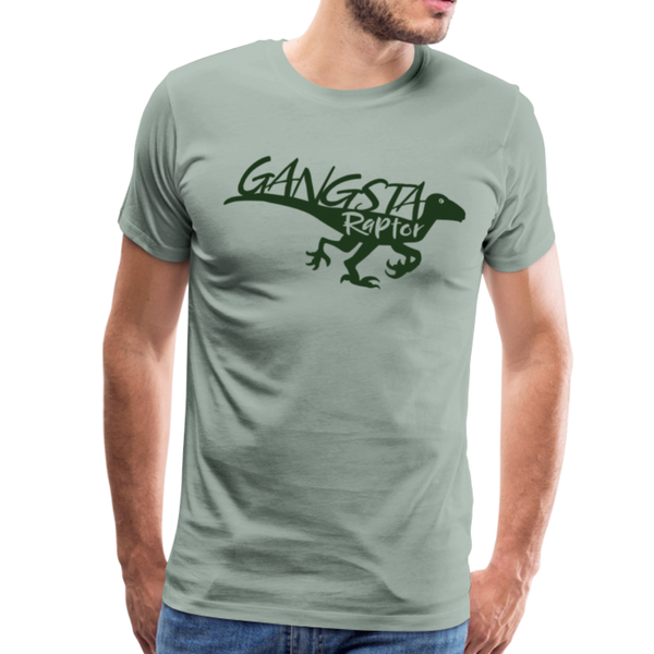 Gangsta Raptor Dinosaur Men's Premium T-Shirt - steel green