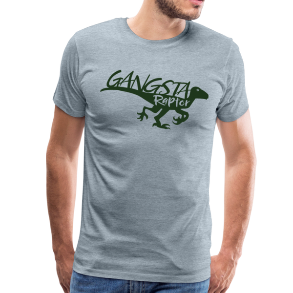 Gangsta Raptor Dinosaur Men's Premium T-Shirt - heather ice blue