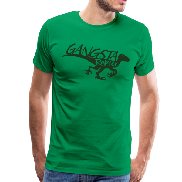 Gangsta Raptor Dinosaur Men's Premium T-Shirt - kelly green