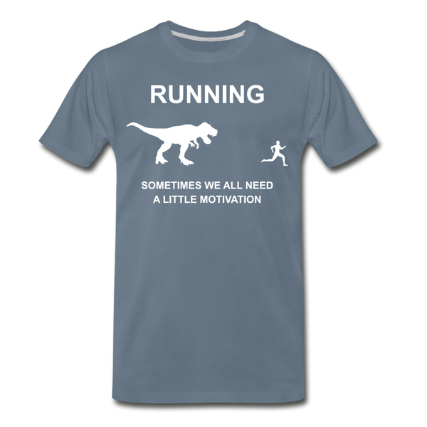 Running Motivation Dinosaur Men's Premium T-Shirt - steel blue
