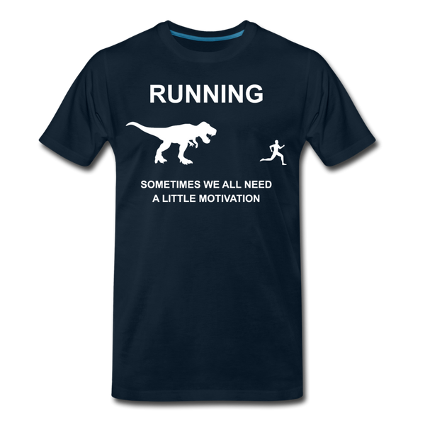 Running Motivation Dinosaur Men's Premium T-Shirt - deep navy