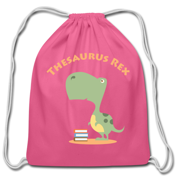 Thesaurus Rex Cotton Drawstring Bag - pink