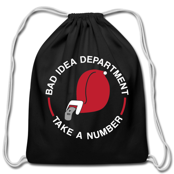 Bad Idea Dept Take a Number Cotton Drawstring Bag - black