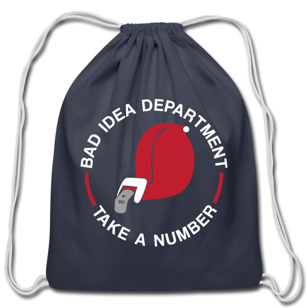 Bad Idea Dept Take a Number Cotton Drawstring Bag - navy