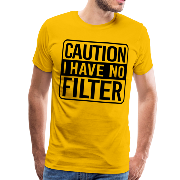 Caution I Have No Filter Funny Men's Premium T-Shirt - sun yellow