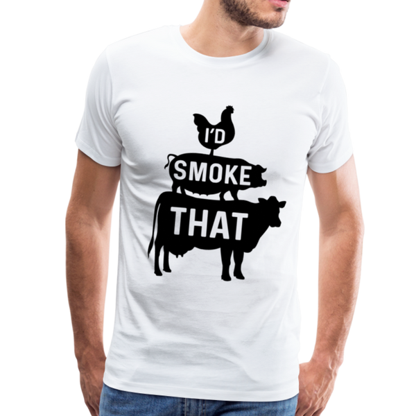 I'd Smoke That Funny BBQ Men's Premium T-Shirt - white