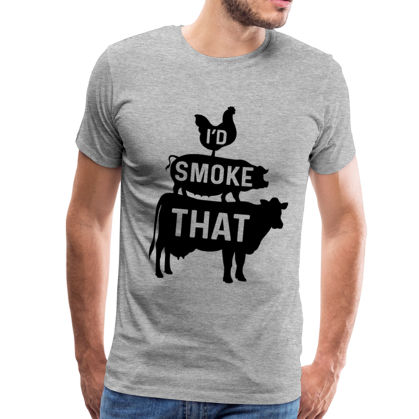 I'd Smoke That Funny BBQ Men's Premium T-Shirt - heather gray