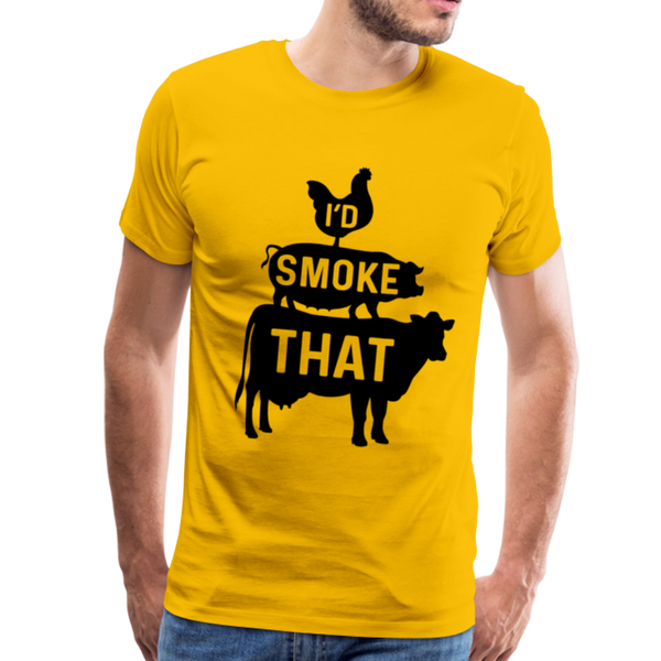I'd Smoke That Funny BBQ Men's Premium T-Shirt - sun yellow