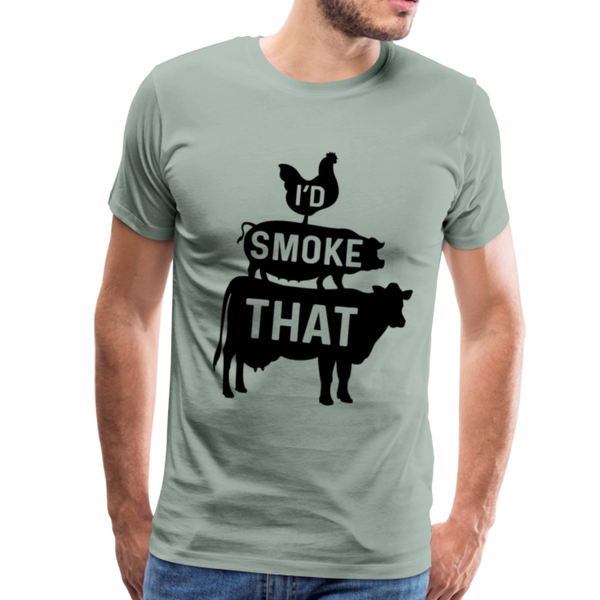 I'd Smoke That Funny BBQ Men's Premium T-Shirt - steel green