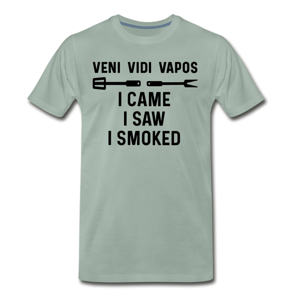 Veni Vidi Vapos I Came I Saw I Smoked: BBQ Smoker Men's Premium T-Shirt - steel green