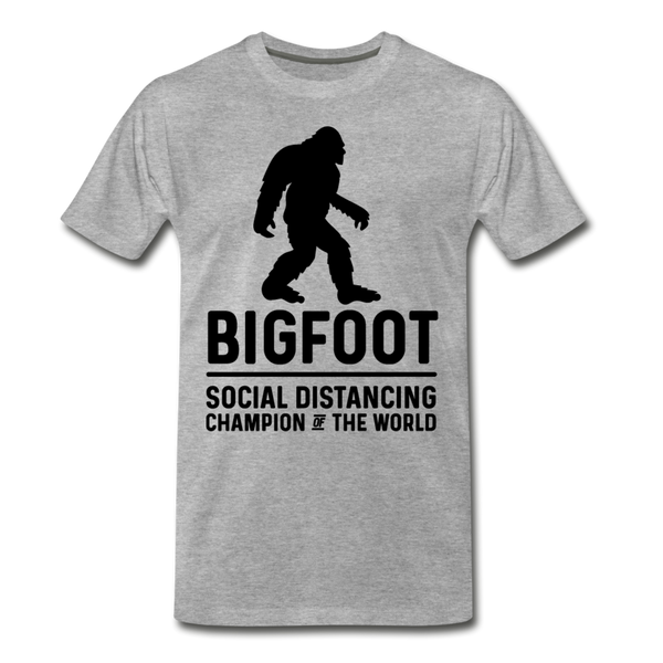 Bigfoot Social Distancing Champion of the World Men's Premium T-Shirt - heather gray