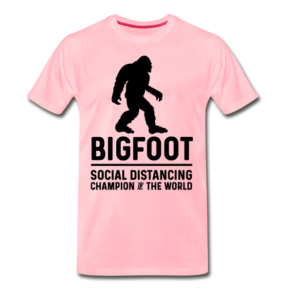 Bigfoot Social Distancing Champion of the World Men's Premium T-Shirt - pink