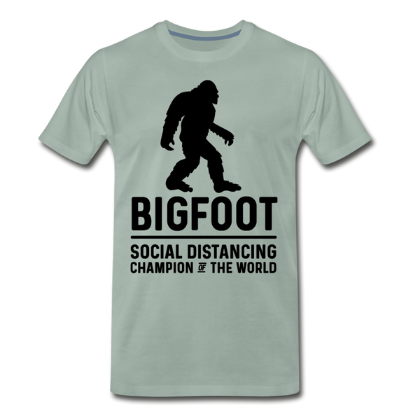 Bigfoot Social Distancing Champion of the World Men's Premium T-Shirt - steel green
