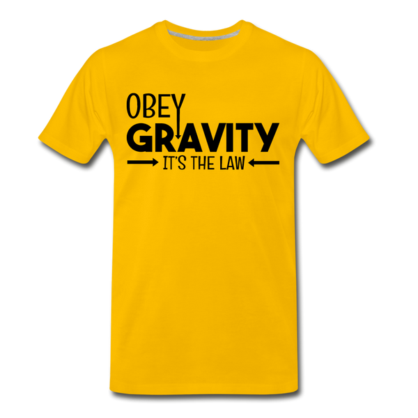 Obey Gravity It's the Law Men's Premium T-Shirt - sun yellow