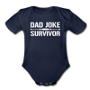 Dad Joke Survivor Organic Short Sleeve Baby Bodysuit - dark navy