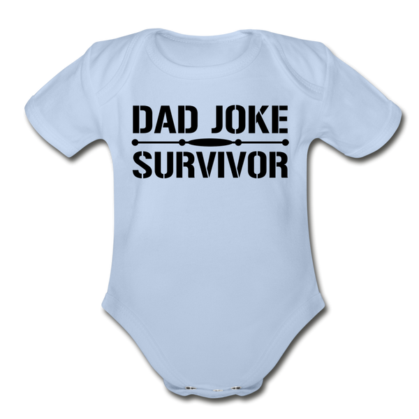 Dad Joke Survivor Organic Short Sleeve Baby Bodysuit - sky