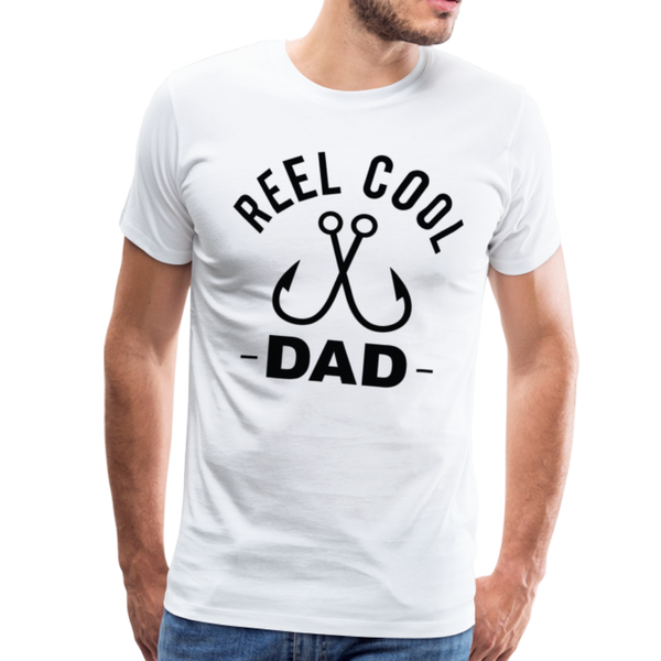 Reel Cool Fish Hooks Dad Fishing Men's Premium T-Shirt - white