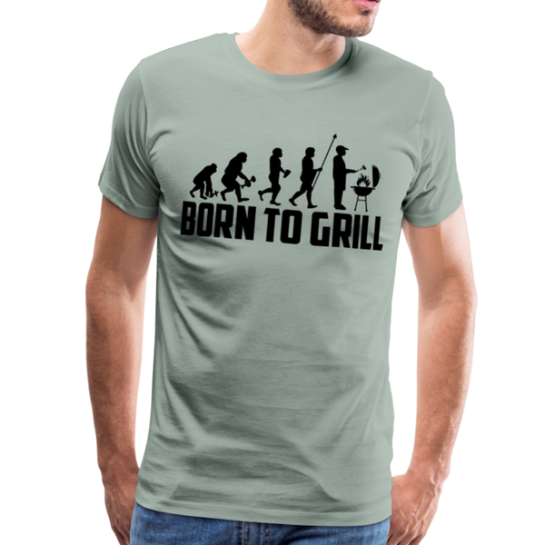 Born To Grill Evolution BBQ Men's Premium T-Shirt - steel green