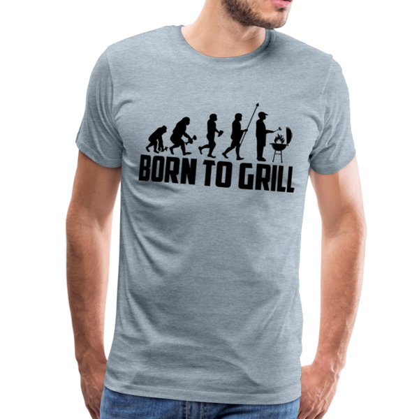 Born To Grill Evolution BBQ Men's Premium T-Shirt - heather ice blue