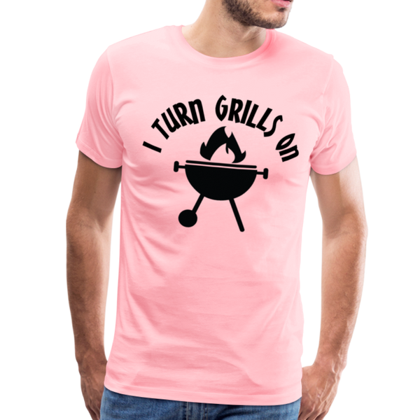 I Turn Grills On Funny BBQ Men's Premium T-Shirt - pink