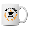 Real Men Play with Fire Funny BBQ Coffee/Tea Mug - white
