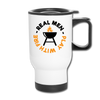 Real Men Play with Fire Funny BBQ Travel Mug - white