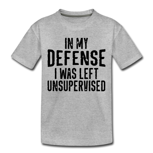 In my Defense I was Left Unsupervised Kids' Premium T-Shirt - heather gray