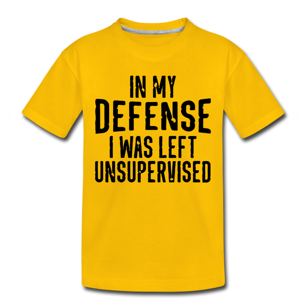 In my Defense I was Left Unsupervised Kids' Premium T-Shirt - sun yellow