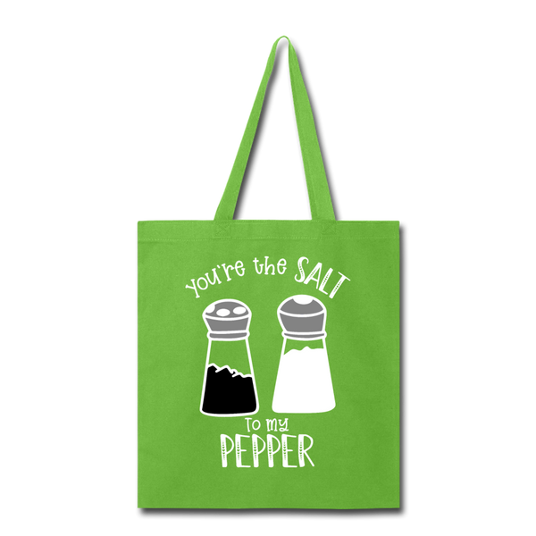 You're the Salt to my Pepper Funny Love Tote Bag - lime green