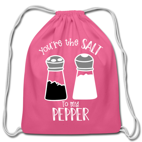 You're the Salt to my Pepper Funny Love Cotton Drawstring Bag - pink