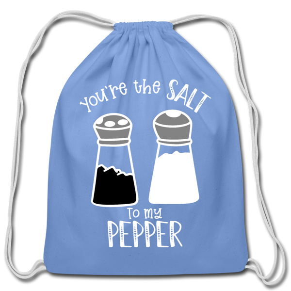 You're the Salt to my Pepper Funny Love Cotton Drawstring Bag - carolina blue