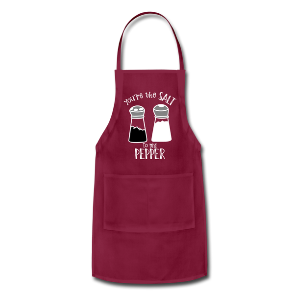 You're the Salt to my Pepper Funny Love Adjustable Apron - burgundy