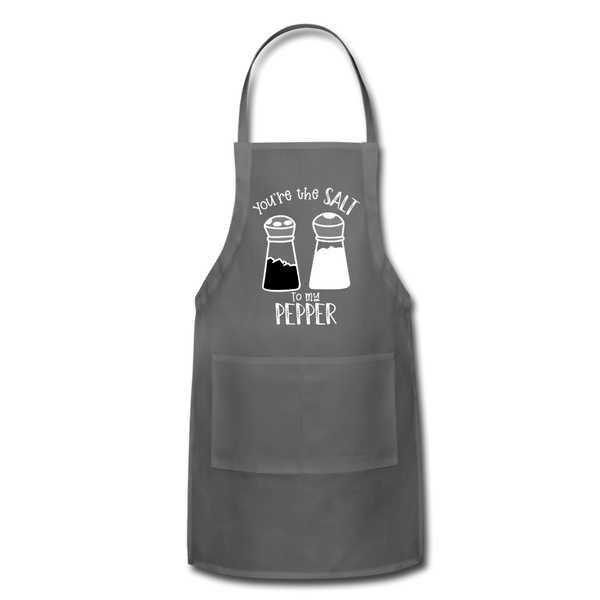 You're the Salt to my Pepper Funny Love Adjustable Apron - charcoal