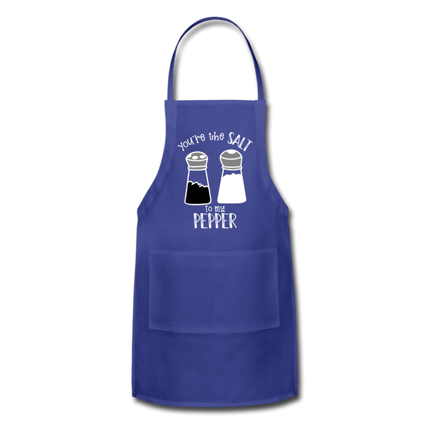 You're the Salt to my Pepper Funny Love Adjustable Apron - royal blue