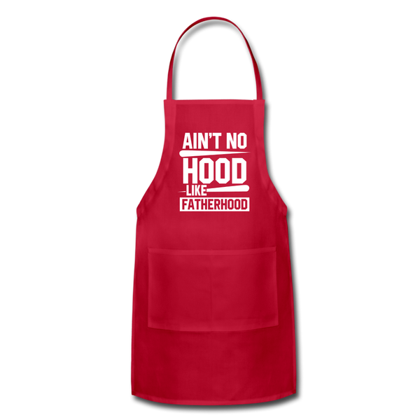 Ain't No Hood Like Fatherhood Funny Adjustable Apron - red