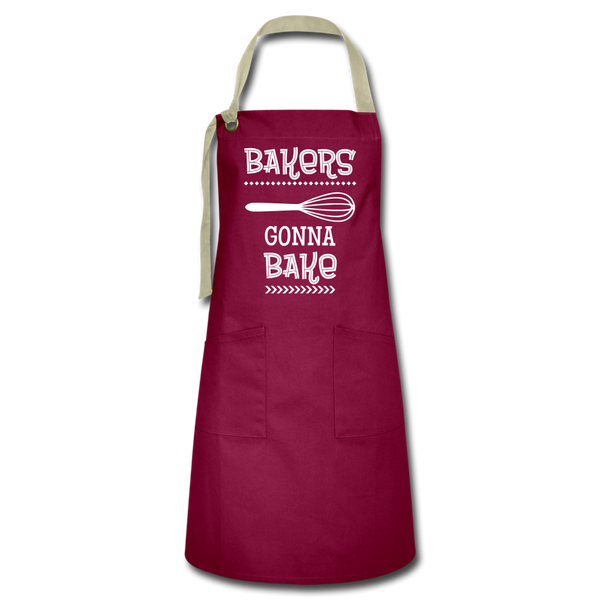 Bakers Gonna Bake Funny Cooking Artisan Apron - burgundy/khaki