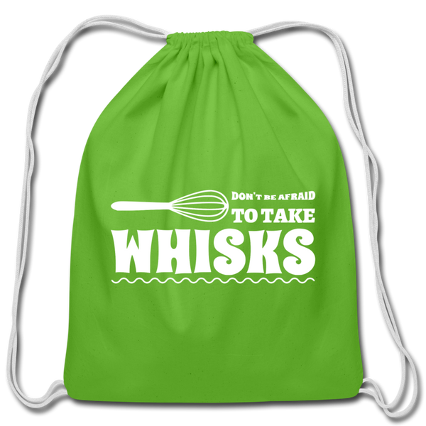 Don't be Afraid to Take Whisks Cotton Drawstring Bag - clover
